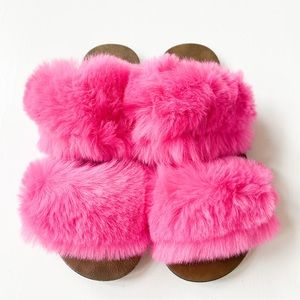 SuperJack Fuchsia Faux Fur Sandals 414
